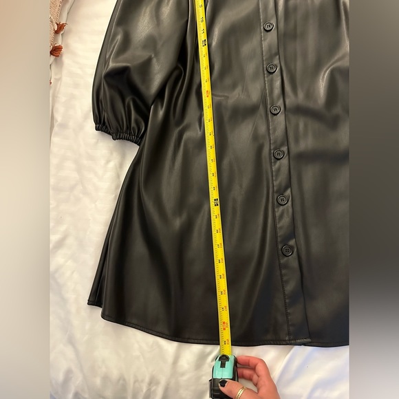 SOLD: Zara Puffed Shoulder Leather Dress - Picture 5 of 6